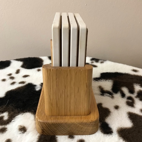 Vintage Rustic 5-Pc Coaster Set, Used - Picture 2 of 8